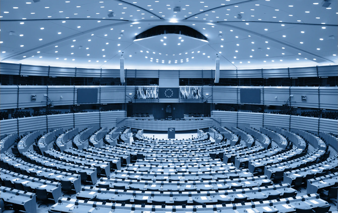 The hemicycle at the European Union building in Brussels